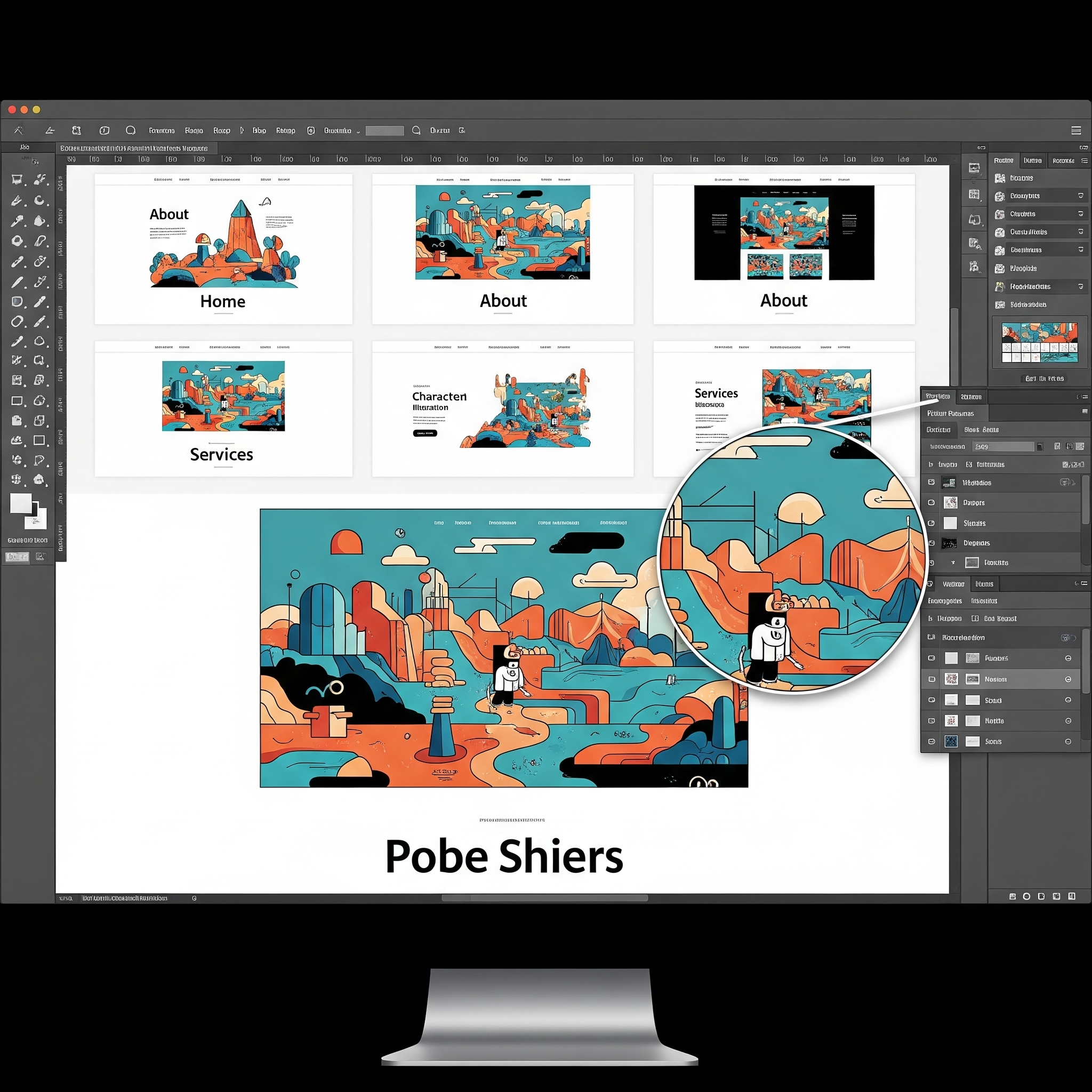 A website design in Adobe Illustrator emphasizing its powerful vector illustration capabilities.